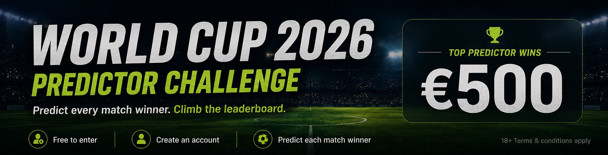 World Cup 2026 Predictor Challenge. Top predictor wins €500.